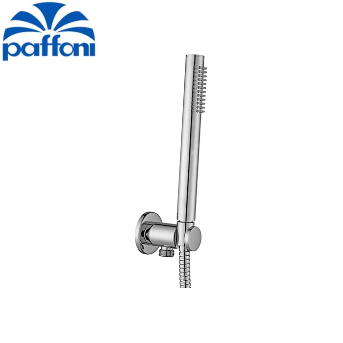 Ensemble de douche encastré rond avec raccordement d'eau et pommeau de douche en métal