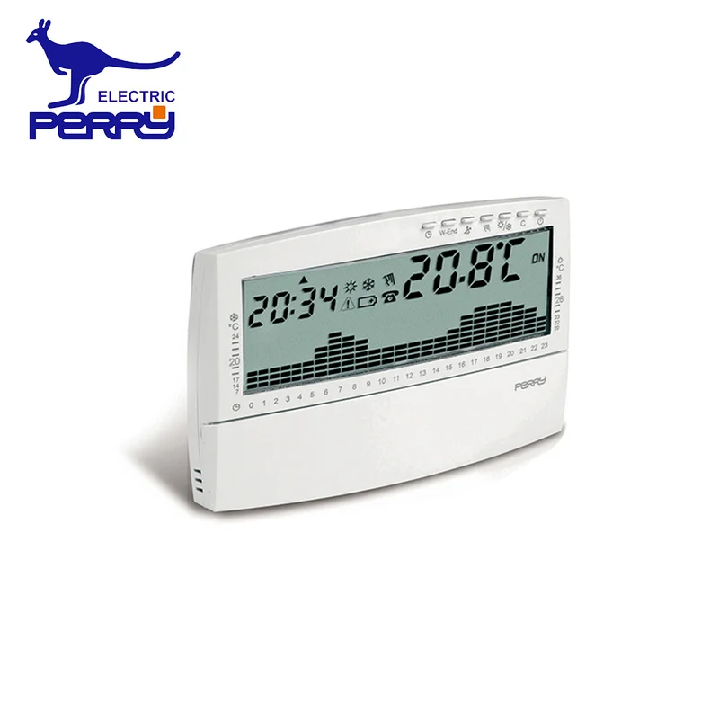 Thermostat programmable hebdomadaire numérique mural blanc Perry 1CRCR018BS - Série UP & DOWN
