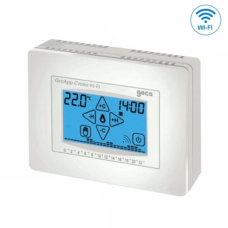 Chronothermostat hebdomadaire blanc Wi-Fi ADSL à écran tactile 230 V - GecApp Crono