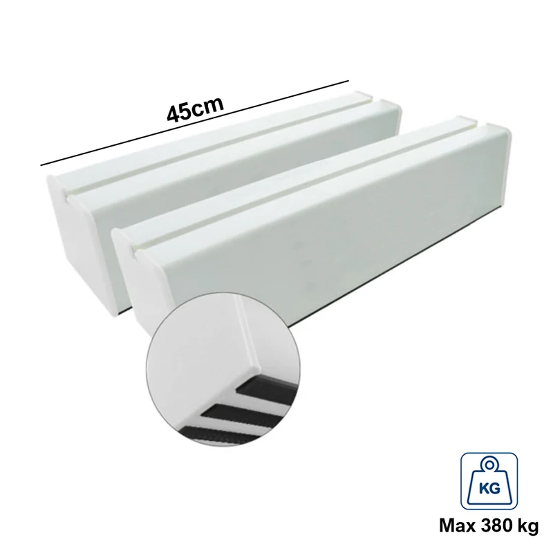 Paire de socles de 45 cm avec capuchons en PVC doublement extrudé pour unités de climatisation extérieures