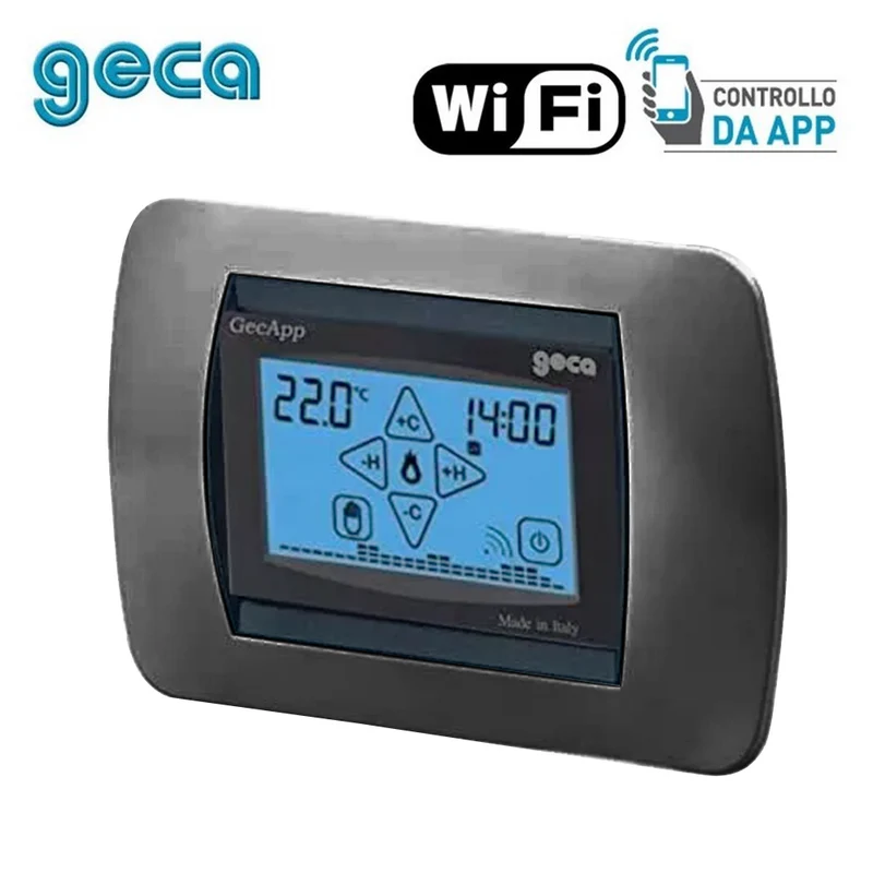 Chronothermostat intégré anthracite, Wi-Fi, ADSL, écran tactile, vert, GecApp Crono