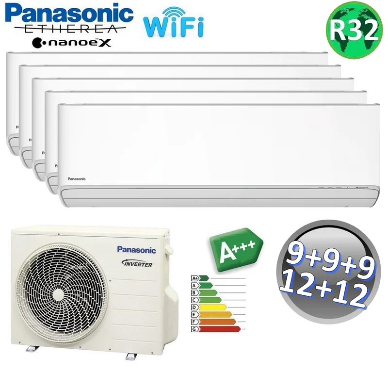 Climatiseur Panasonic ETHEREA R32 9+9+9+12+12 btu A+++ WIFI NanoeX penta split