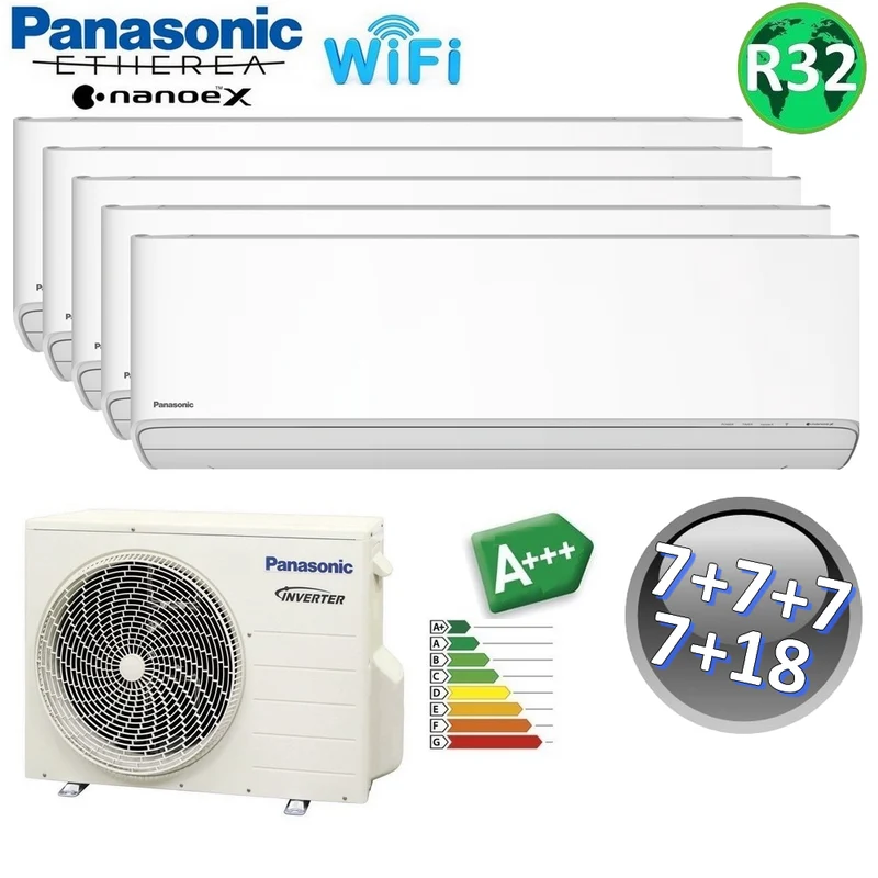 Climatiseur Split Panasonic ETHEREA R32 7+7+7+7+18 BTU A+++ WIFI NanoeX Penta