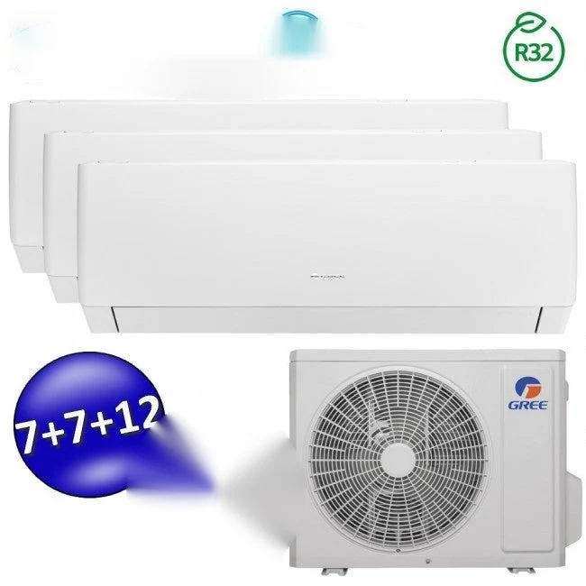 Climatisation inverseur PULAR Trial Wi-Fi 7000 + 7000 + 12000 Btu GREE R32 classe A++/A+
