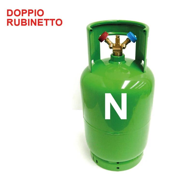 Bouteille de gaz réfrigérant vide et neutre à double robinet - capacité de 12 L