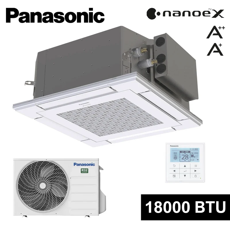 Climatiseur cassette Panasonic 60x60 cm 4 voies - 18 000 BTU 5,0 kW R32 A++