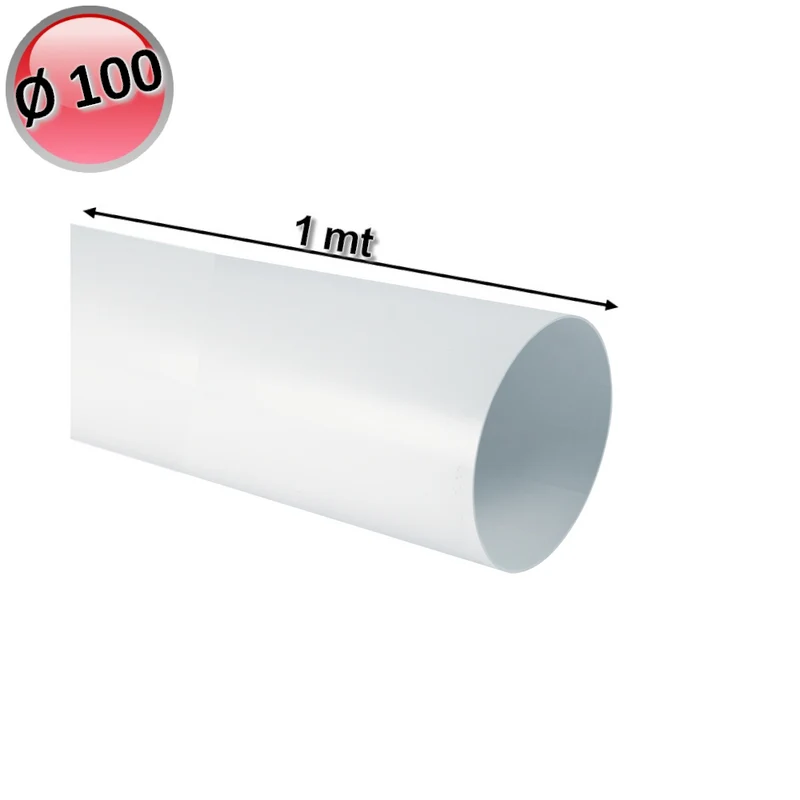 Conduit d'aération en plastique, circulaire, Ø 100 mm, longueur 1 m, pour hotte de cuisine VMC