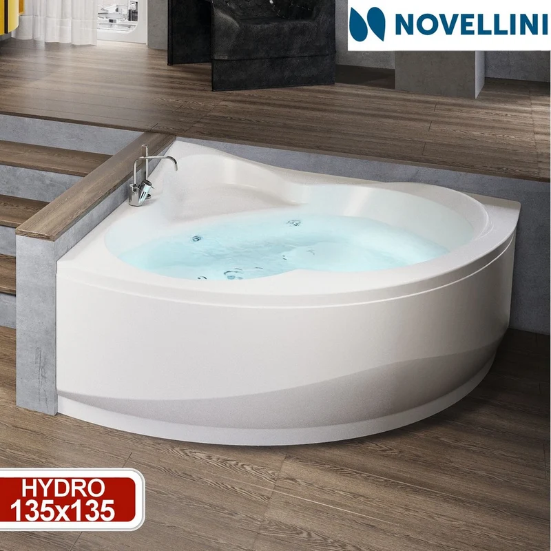 Baignoire balnéo d'angle ronde Novellini UNA 135x135 cm