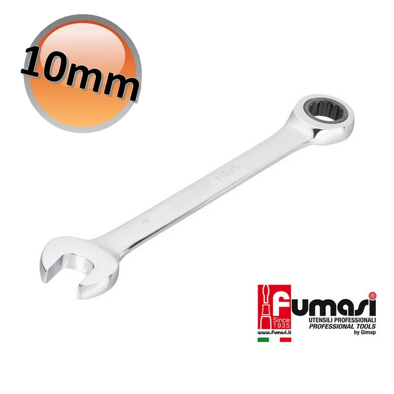 Clé mixte à cliquet réversible de 10 mm en acier au chrome-vanadium, étoile anglaise