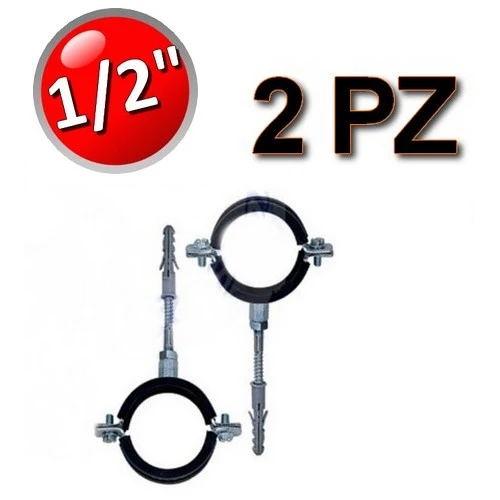 Collier isophonique en acier avec caoutchouc pour tuyaux de Ø 1/2'' - lot de 2