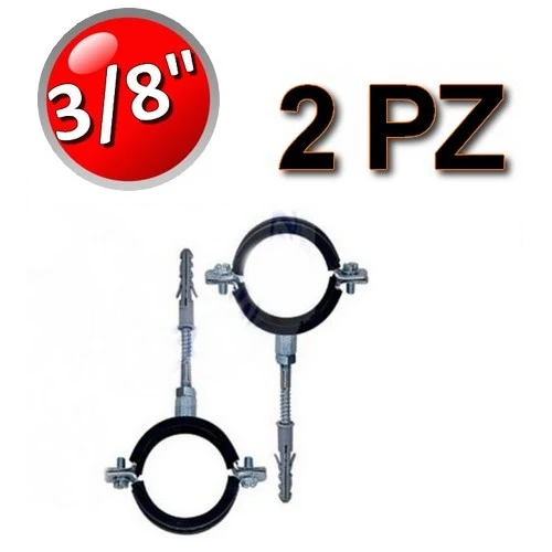 Collier isophonique en acier avec joint en caoutchouc pour tuyaux de Ø 3/8'' - lot de 2