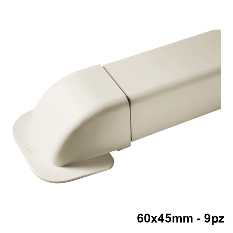 Coude mural pour profilé 60x45 mm - 9 pièces