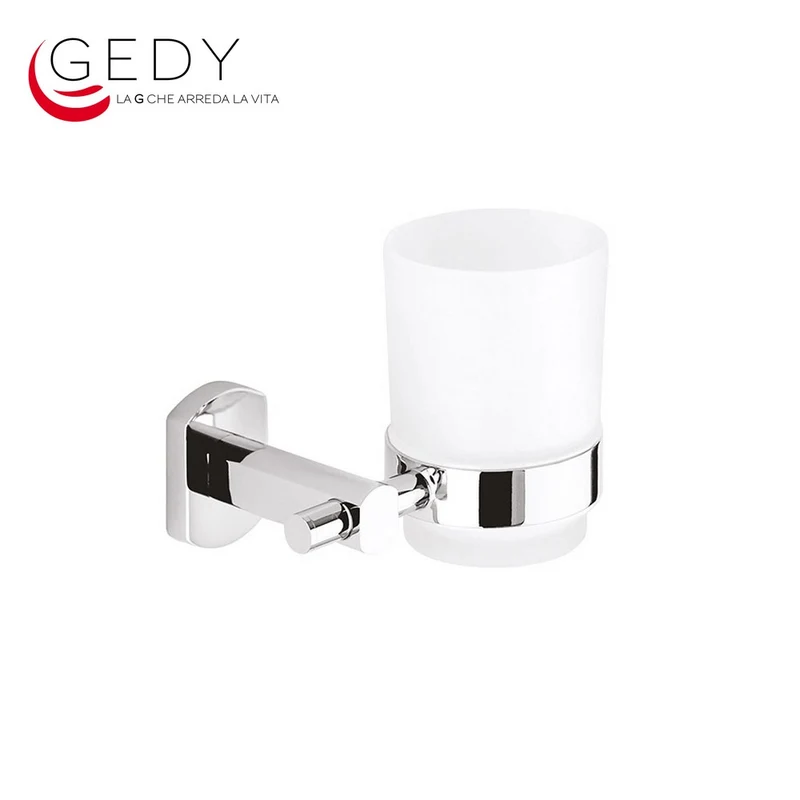 Porte-brosse à dents en laiton chromé et verre - EDERA GEDY ED10