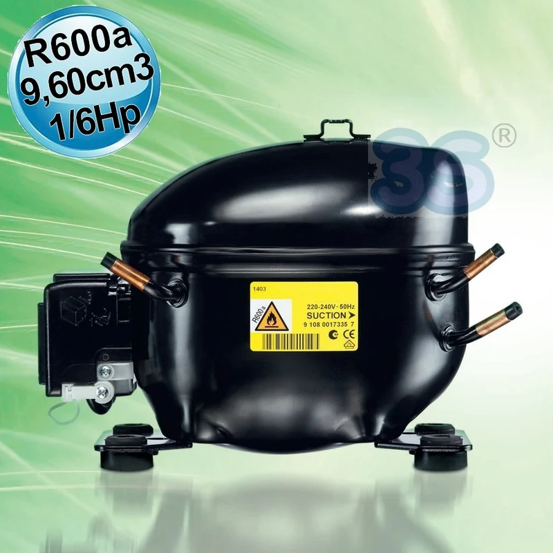 Compresseur de gaz R600a LBP 1/6 CV 9,60 cm3 Secop ACC Cubigel Elecrotolux HMK95AA