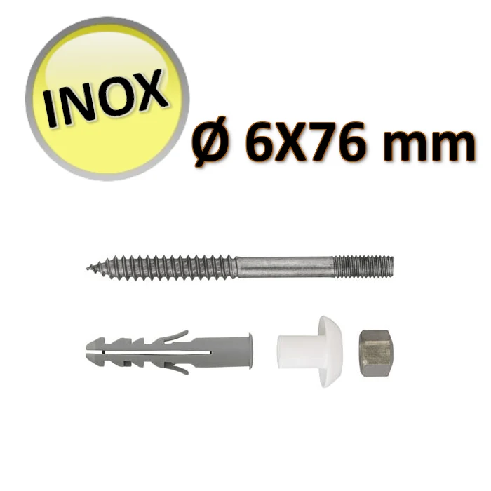 OTER - Lot de 4 vis de fixation M6x76 mm en acier inoxydable pour WC et bidet