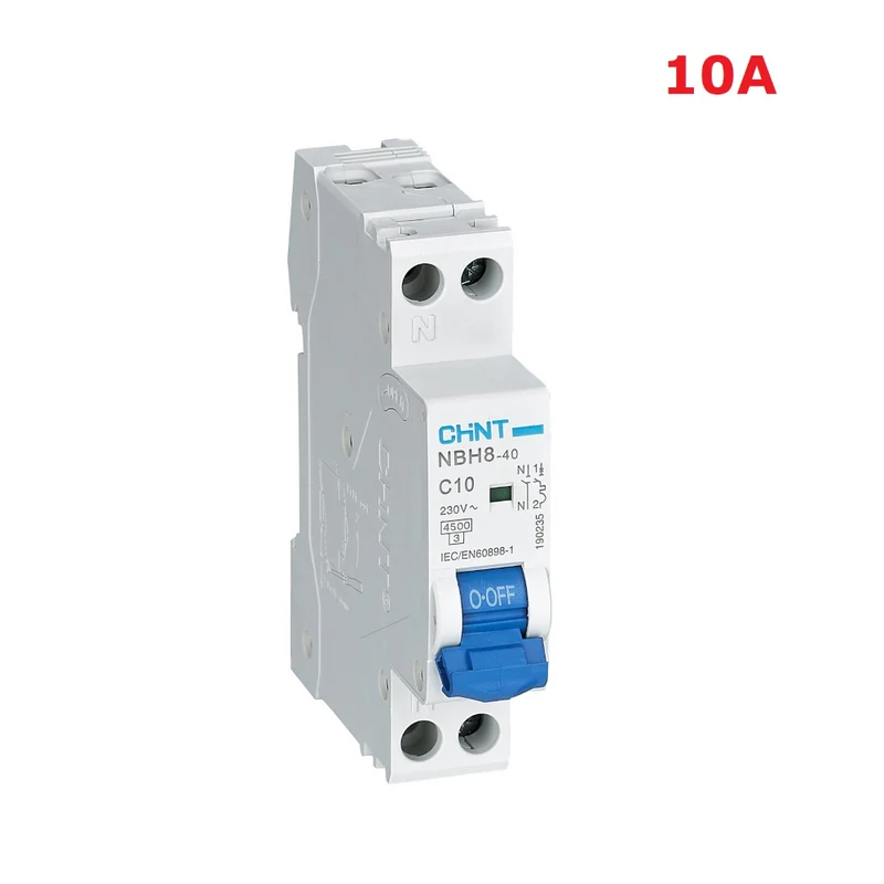 Disjoncteur 10 A NBH8-40 C10 1P + N, 4,5 kA