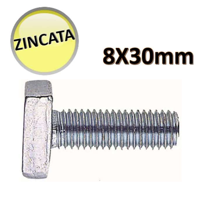 Vis à tête marteau galvanisée OTER M8x30 mm - Lot de 10 - Profils combinés