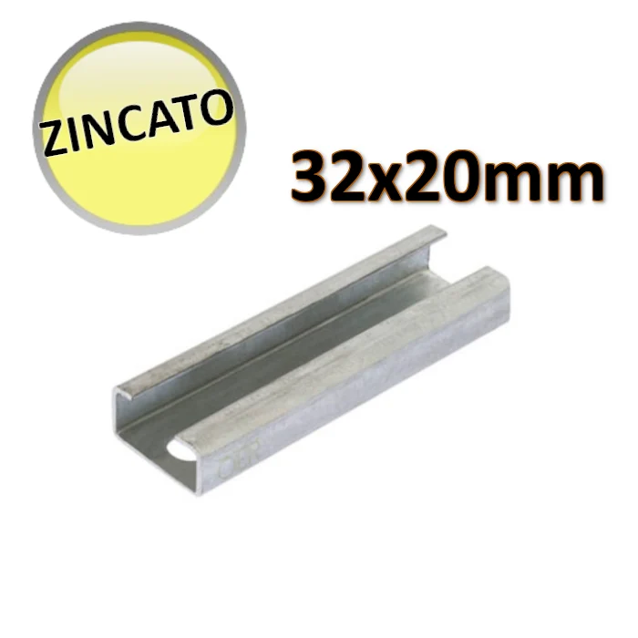 OTER - Profilé galvanisé 32x20x2,5 mm barre 2 m - système de fixation