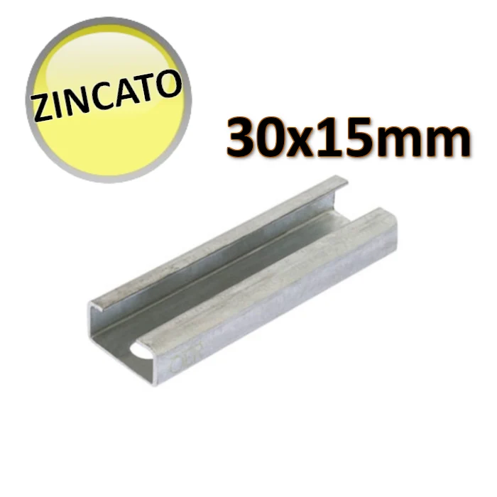 OTER - Profilé galvanisé 30x15x1,5 mm barre 2 m - système de fixation