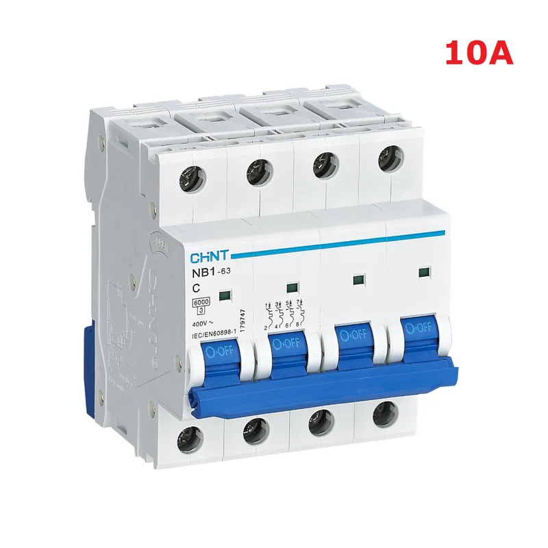 Disjoncteur 10 A NB1 C10 4P 6 kA
