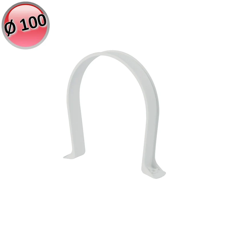 Collier circulaire blanc pour tuyau en plastique de Ø 100 mm pour hotte de cuisine VMC