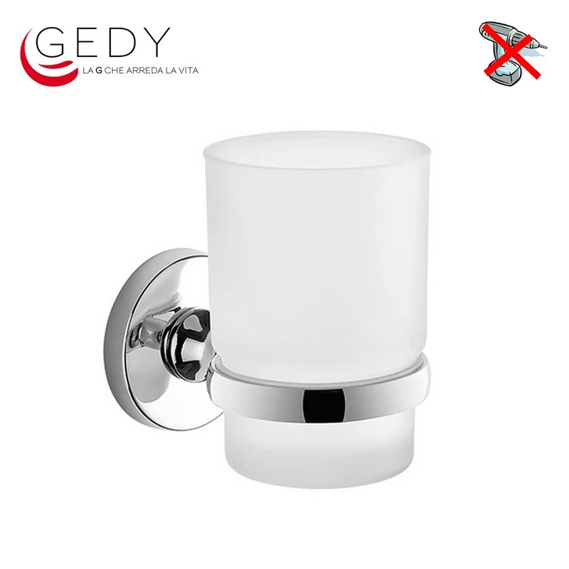 PORTE-BROSSE À DENTS EN ACIER ET VERRE SATINÉ - FELCE GEDY FE10