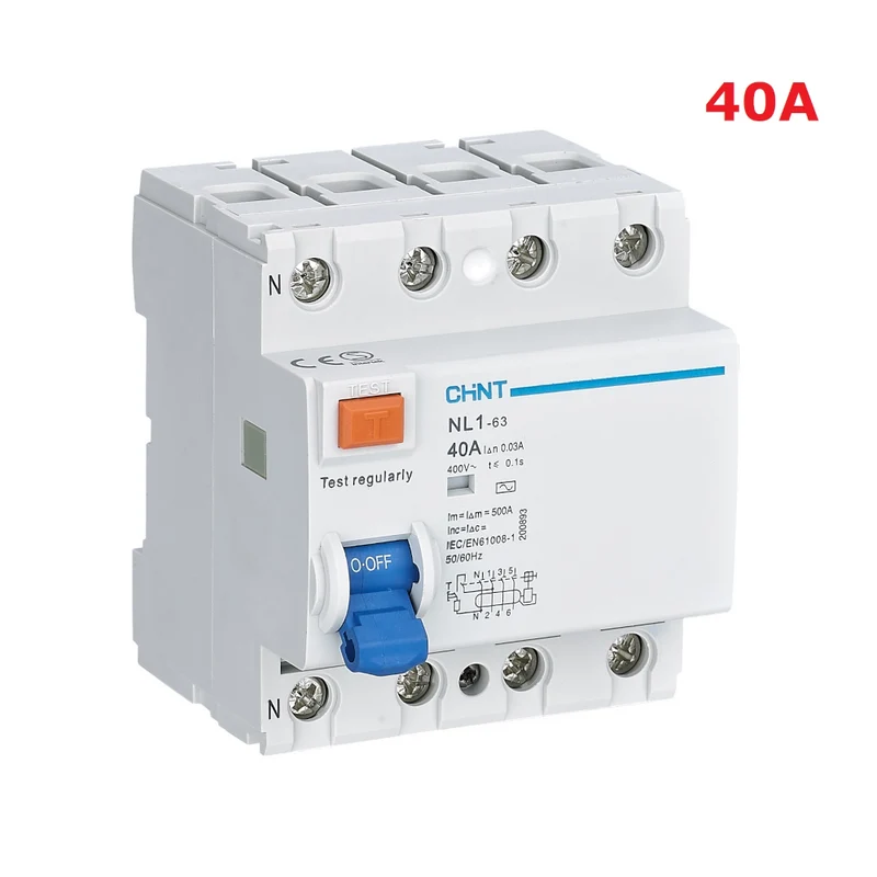 Commutateur différentiel bipolaire pur 4x40 ampères NL1 AC30 6 kA