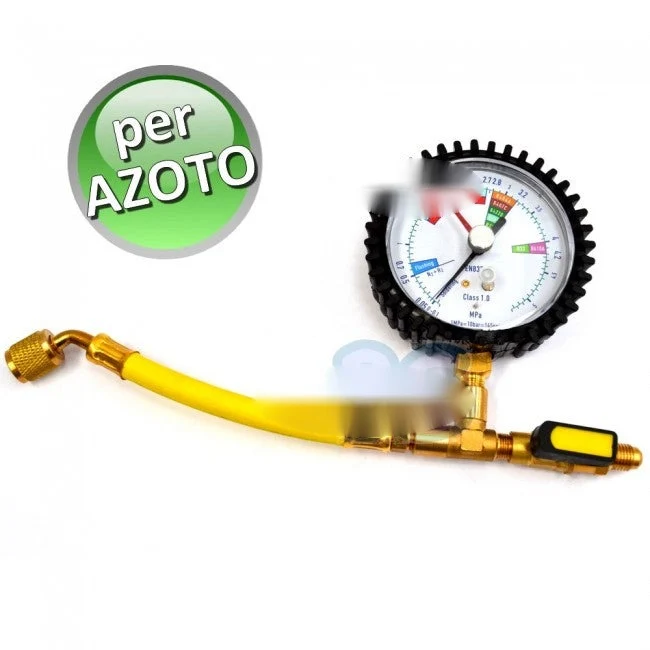 Manomètre à azote avec raccords SAE 1/4'' et robinet pour test d'étanchéité du circuit