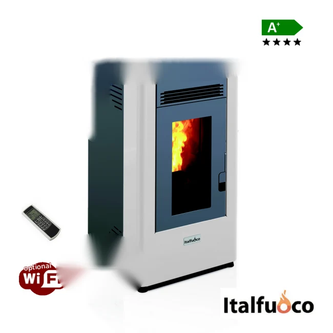 Poêle à pellets Italfuoco Acciaio puissance 7Kw 160 m³ Blanc avec télécommande