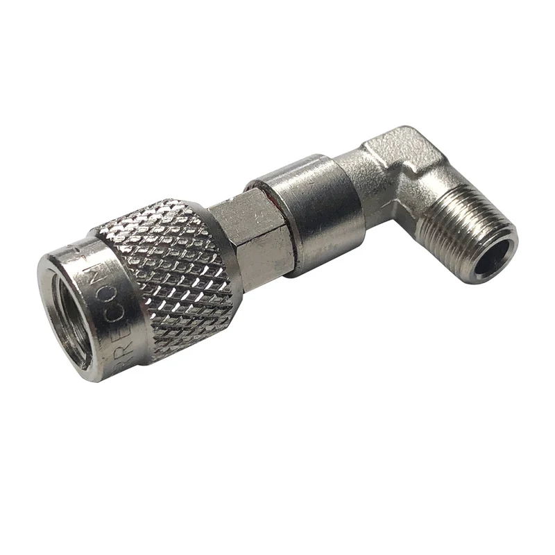Raccord coudé femelle SAE 1/4'' avec pivot x mâle NPT 1/8''