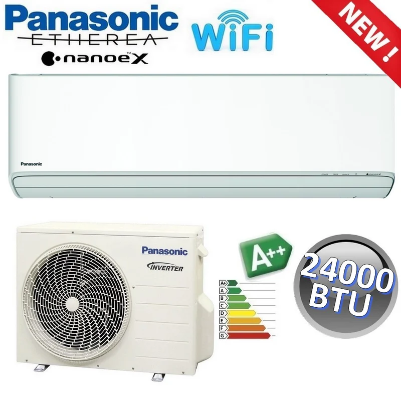 Climatiseur monosplit Panasonic ETHEREA blanc R32 - 24 000 BTU A++ avec Wi-Fi et NanoeX