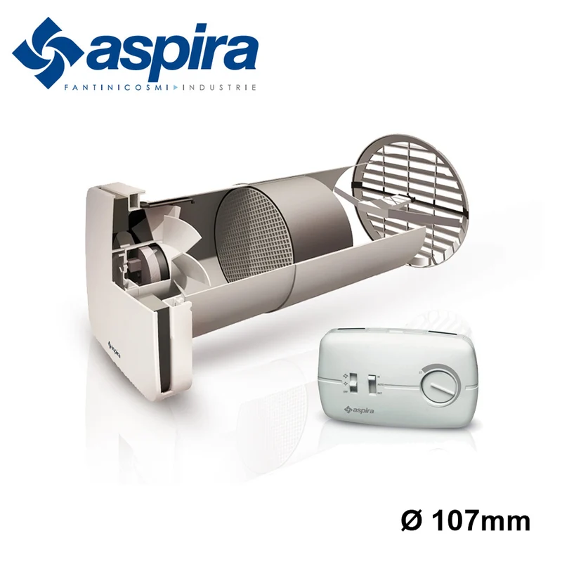 ASPIRA - Unité de récupération de chaleur Aspirvelo Air Ecocomfort Ø 107 mm avec commande murale par câble