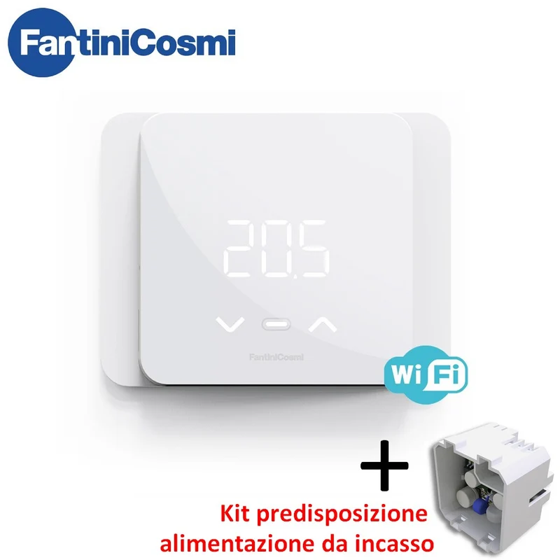 C800WIFIPRO - Chronothermostat électronique à LED avec fonctions intelligentes, livré avec kit d'alimentation et bases rectangulaire et carrée - Wi-Fi