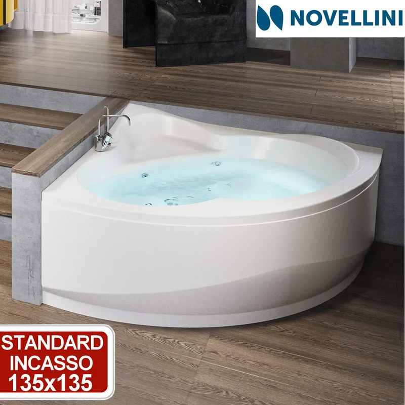 Baignoire d'angle ronde - standard à encastrer - Novellini UNA 135x135 cm