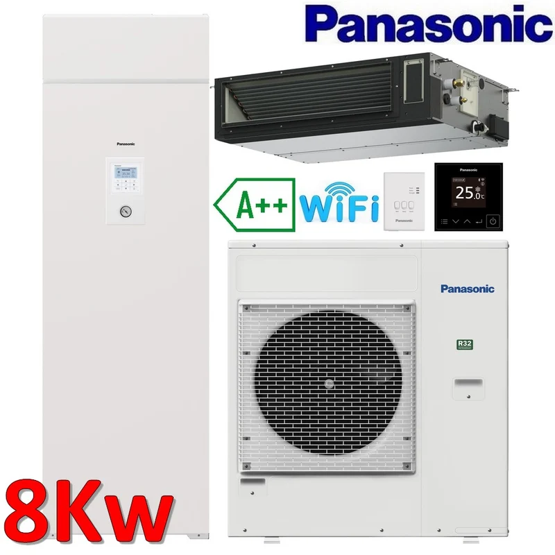 Système de récupération de chaleur PANASONIC Aquarea EcoFleX R32 pour chauffage, refroidissement et ECS - 8,0 kW monophasé