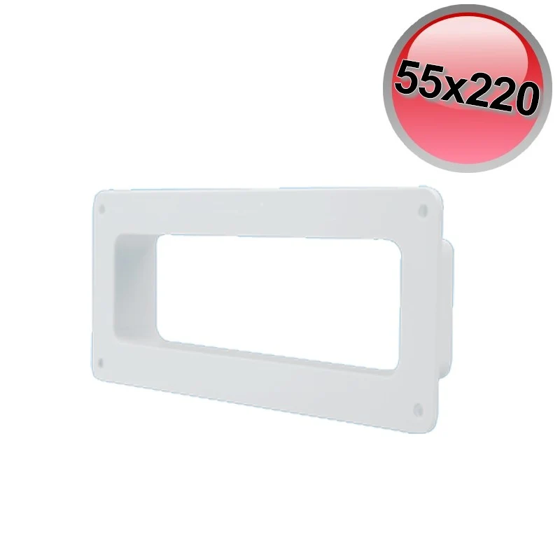 Cadre terminal pour conduit d'air rectangulaire 55 x 220 mm, hotte de cuisine VMC