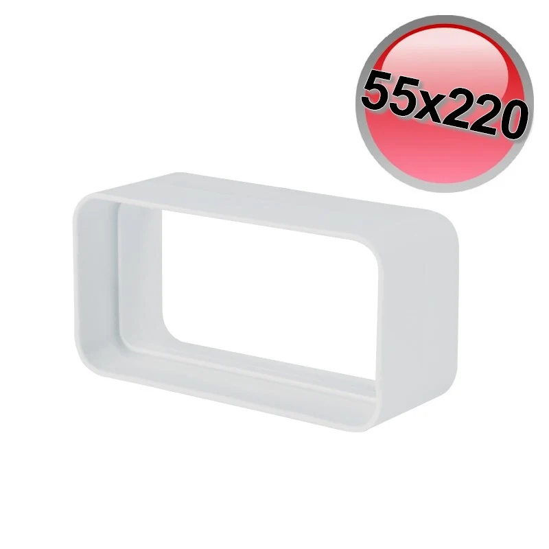 Manchon rectangulaire en plastique 55 x 220 mm pour conduit d'aération de hotte de cuisine VMC