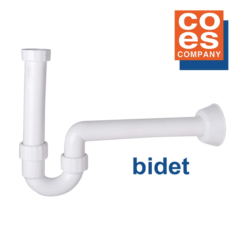 Siphon COES en plastique PP blanc pour bidet, raccord 1-1/4 x 40 mm