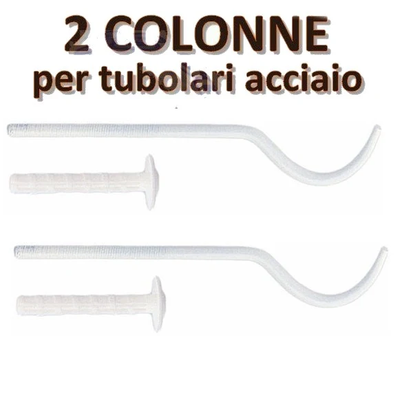 Paire de supports de fixation blancs pour radiateur tubulaire à 2 colonnes - D.60 L.200 mm