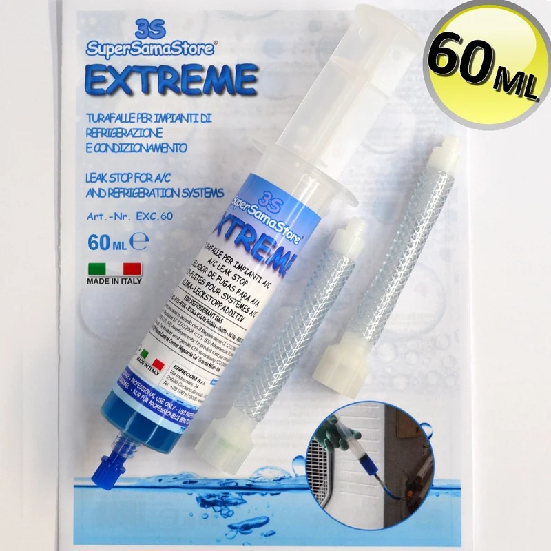 Bouchon anti-fuite auto-obturant extrême - Cartouche seringue 60 ml + adaptateurs pour tube en plastique