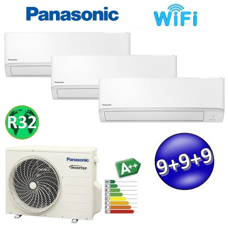Climatiseur split ultra-compact PANASONIC 9000+9000+9000 R32 (TRIAL) avec Wi-Fi et NanoeX