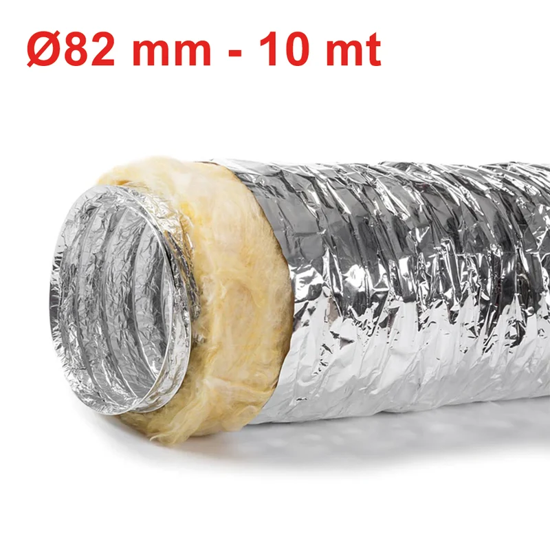 Gaine flexible en aluminium et polyester avec isolation acoustique, classe 1 - Ø 82 mm, rouleau de 10 m