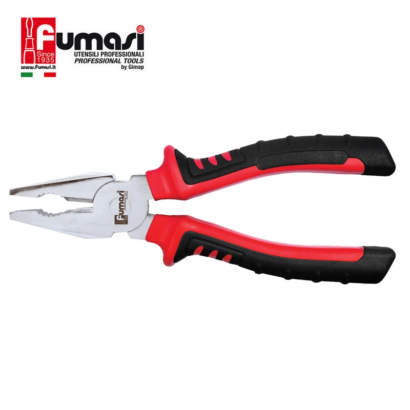 Pince professionnelle, de 180 mm de long, en acier chromé avec une poignée ergonomique et antidérapante.