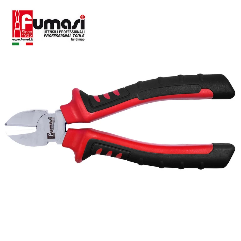 Pince coupante diagonale Fumasi 160 mm pour fils durs, en acier au chrome-vanadium avec poignée ergonomique antidérapante
