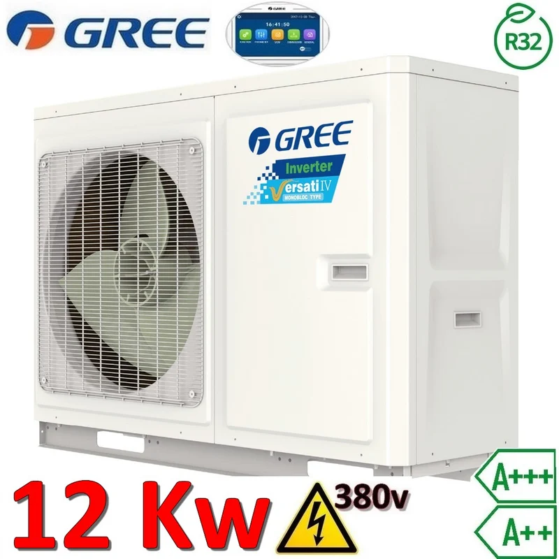 Pompe à chaleur air-eau monobloc Gree Versati IV - R32 12,0 kW triphasé 380 V