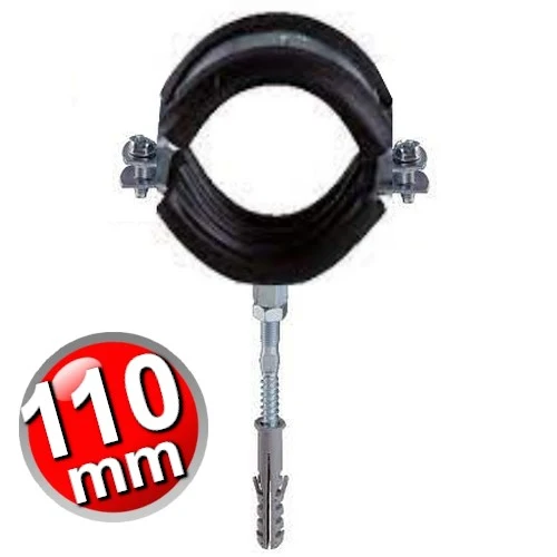 Collier isophonique en acier avec caoutchouc pour tuyaux de Ø 110 mm
