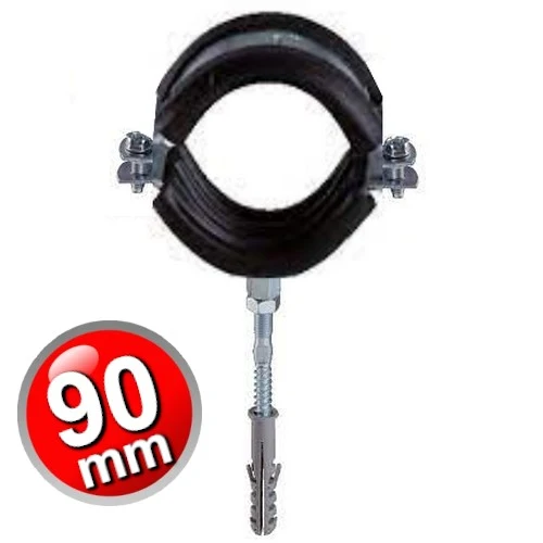 Collier isophonique en acier avec caoutchouc pour tuyaux de 90 mm