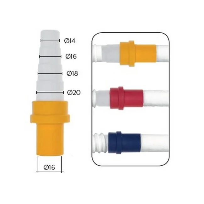 Raccord adaptateur pour tuyau rigide Ø 16 mm avec passage flexible pour évacuation des condensats