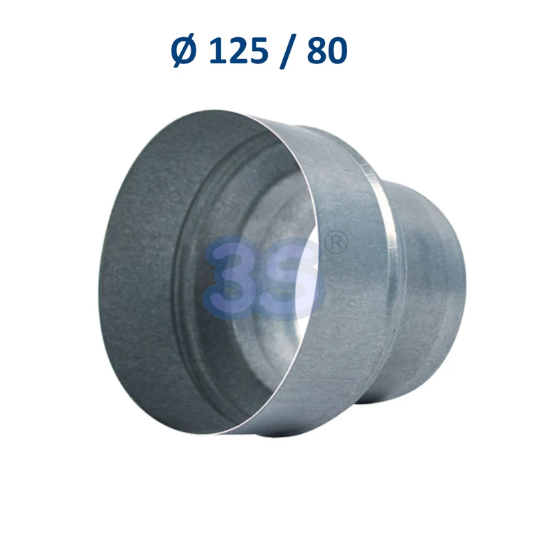 Manchon métallique concentrique M/M de réduction Ø 125 x 80 mm - système de distribution d'air
