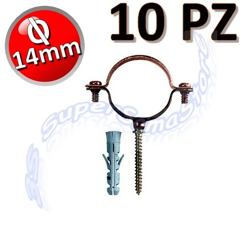 Collier de tuyau en cuivre D.14 avec vis et bouchon - lot de 10
